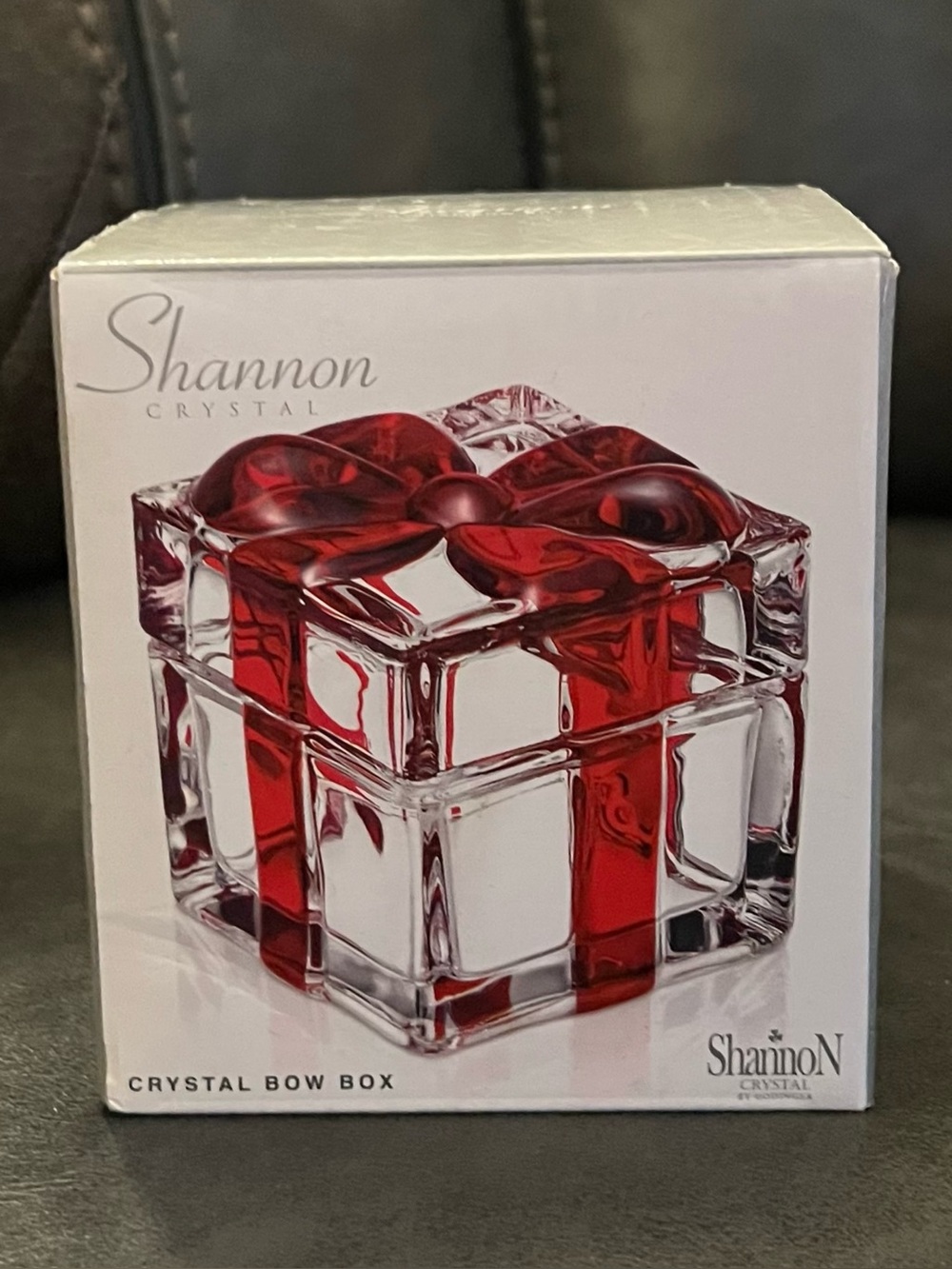 NIB Shannon Crystal by Godinger Red Bow Trinket Present Box Holiday Decor